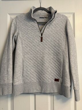 L.L. Bean Quilted Pullover with Leather Logo - Light Gray